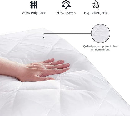 Amazon Basics Hypoallergenic Breathable Quilted Mattress Topper Pad with Elastic, California King, 18 Inches Deep, White