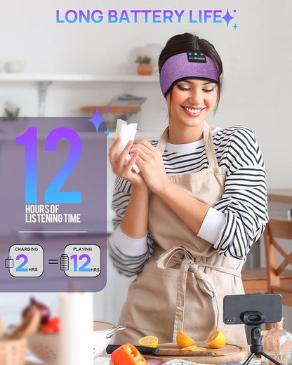 LC-dolida Headband Headphones Bluetooth Headband, Sleep Headphones Wireless Bluetooth with Ultra-Thin HD Stereo Speaker, Sleep Headband Earphones for Workout Yoga Insomnia Meditation Gifts