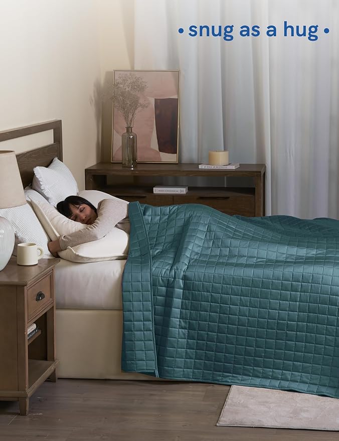 YnM King Size Cooling Weighted Blanket for Adults (88x104 Inches, 25 Pounds, Sea Grass), Perfect for Hot Sleepers with Cooling Rayon/Glass Beads, Heavy Bed Blanket for Couple on Queen or King Bed