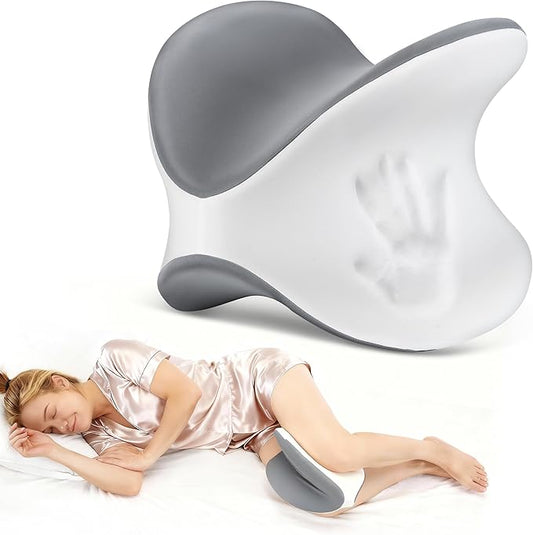 Knee Pillow for Side Sleepers, Dual-Side Leg Pillow for Side Sleeping with Cooling Cover and Soft Memory Foam Relief for Back, HIPS, Knees, Joints, Nerves, Muscles