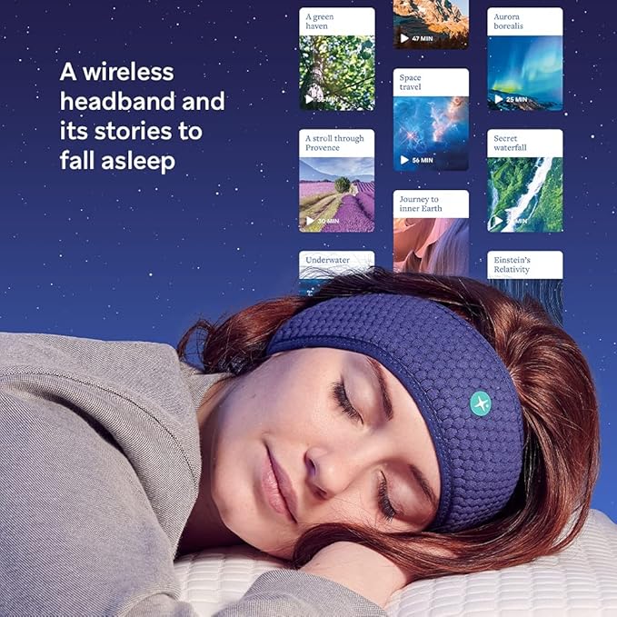 Hoom HoomBand | Bluetooth Sleep Headphones | Headband for Sleep, Travel, Meditation | Free Access to Hypnotic Stories and Sounds created by Sleep Experts | Charging Cable Included