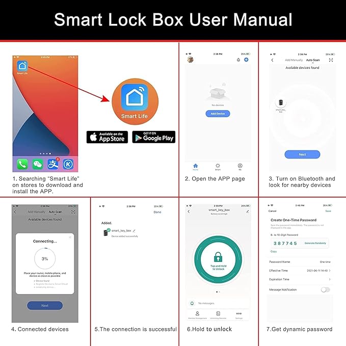 Smart Bluetooth Key Lock Box,Remote Access via App/Code,Resettable 6-Digit Combination,Large Capacity for 5 Keys,Wall-Mounted,No WiFi Needed,Black(with Shackle)