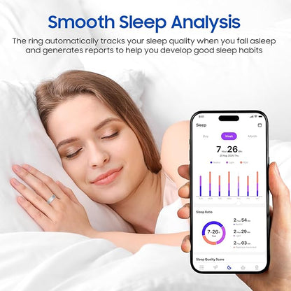 Smart Health Ring, Featuring Stress and Sleep Monitoring Functions, Compatible with iOS and Android, Waterproof Fitness Tracker for Women & Men, No Subscription Fee. (Rose Gold, 9)
