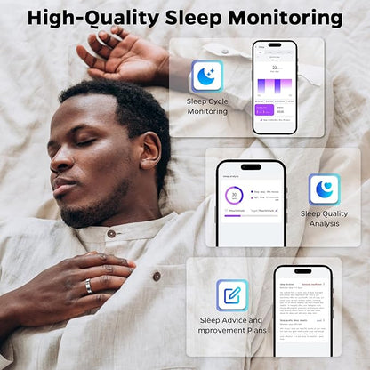Upgrade Smart Health Ring for Women Men,Waterproof Fitness Ring, Fitness Tracker for Activity Monitoring,Sleep Tracker, No Subscription Fee (Silver, 7)