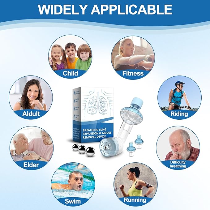 Flutter Valve, Non-Measuring Exerciser, FSA & HSA Eligible Portable Breathing Exercise Device for Lungs, Breathing Trainer with 2 Filters to Develop Respiratory Muscles and Mucus Clearance