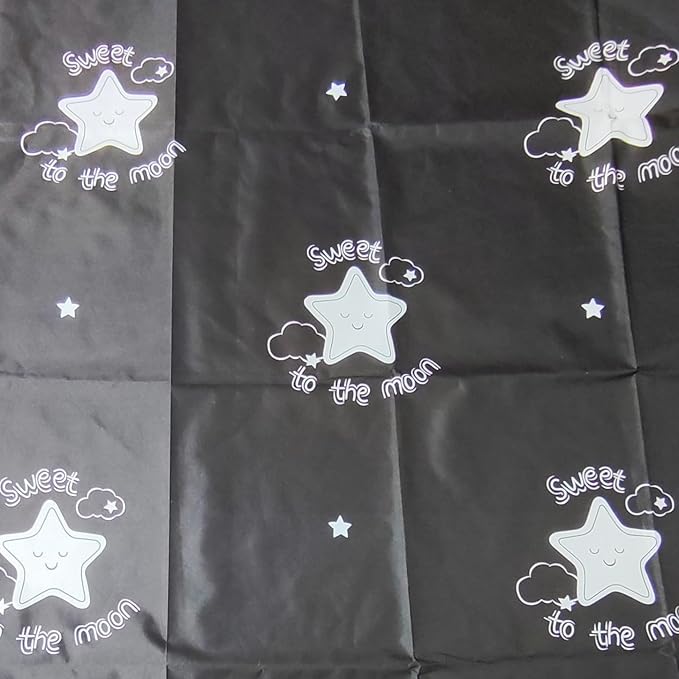 Cute Opaque Bottom Bunk Bed Curtains Privacy Cloth Underbed Curtains for Boys Girls 2 Panels 100% Blackout, Black Star
