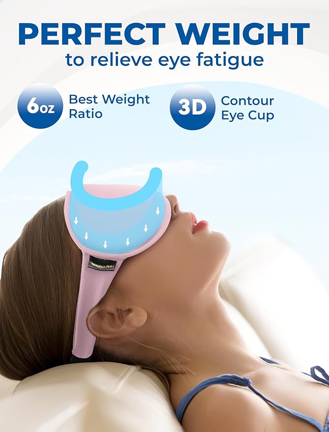 3D Blackout Cooling Gel Eye Mask: 6oz Weighted Cold Compress, Deep Relaxation & Meditation Mask for Women, Nurse Night Shift Recovery, Headache & Stress Cooling Comfort, Gift Ready, Pink