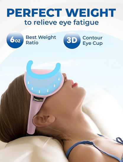 3D Blackout Cooling Gel Eye Mask: 6oz Weighted Cold Compress, Deep Relaxation & Meditation Mask for Women, Nurse Night Shift Recovery, Headache & Stress Cooling Comfort, Gift Ready, Pink