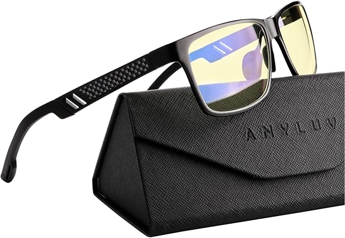 ANYLUV Blue Light Blocking Glasses Men Computer Gaming Glasses Lightweight Al-Mg Metal Anti Eyestrain Eye Protection