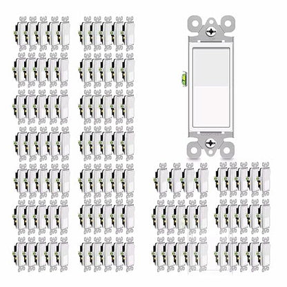 3 Way Switch White, Greencycle 100pk Three Way/Single Pole Light Switch Rocker Switch 15A 120/277V, On/Off Rocker Paddle Interrupter, Residential/Commercial Grade,Home & Office,UL/CUL