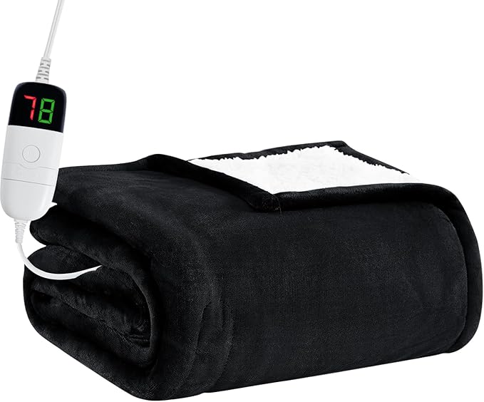 BOMOVA Heated Electric Blanket Full Size - 72" x 84" Heating Blanket with 10 Heating Levels & 8 Hours Auto Off, Warm Flannel Blanket, Christmas Birthday Gifts for Women
