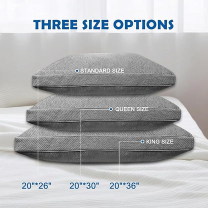 Pillows King Size Set of 2 - Shredded Memory Foam Cold Pillow That Stay Cold Adjustable Pillows for Sleeping Double-Sided Pillowcase