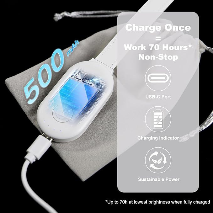 Rechargeable Book Light for Reading, 12 LED Eye-Care Reading Light, 4 Color Temperatures, Stepless Dimming, No Flicker, Evenly Distributed Lighting for Books, Perfect for Reader (White)