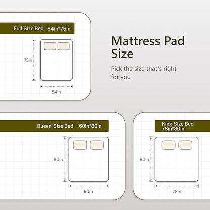 Heated Quilted Wave Mattress Pad,Queen Size Dual Control,Soft Bed Warmer,10 Heat Settings,1-12 Hours Auto-Off,Fast Heating,ETL Certified,Machine Washable,Fit Up to 18" Deep Pocket,60"x80"