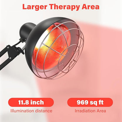 Infrared Light Heat Lamp, Near Red Light Therapy for Body Muscle Joint Pain Relieve 150W Bulb with Adjustable Stand, Timer