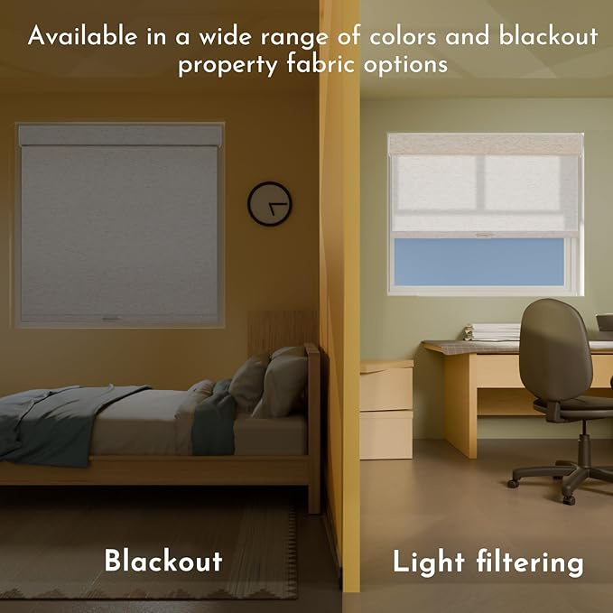 Persilux Light Filtering Roller Shades for Window Blinds,Cordless,Linen Fabric,Thermal Insulated Fabric UV Protection Shades for Home,Office,Bedroom,Door,Light Filtering-Cream,36" W X 72" H