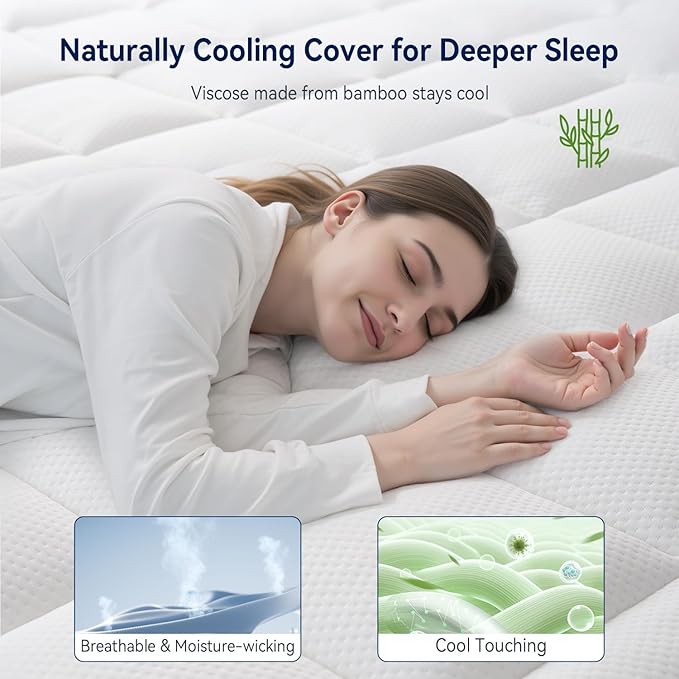 ELEMUSE Full Size Dual Layer 3 Inch Memory Foam Mattress Topper for Pressure Relief, Breathable Pillow Top Mattress Pad with Deep Pocket, Enhanced Support, Non-Slip Design & Removable & Washable