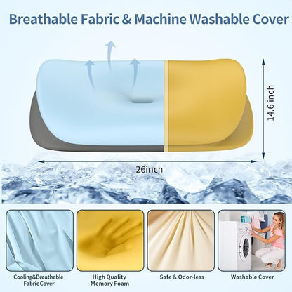 Cervical Neck Pillow - Ergonomic Memory Foam Contour Pillows for Side, Back & Stomach Sleepers, Cervical Pillow for Neck Support Sleeping with Breathable Cover