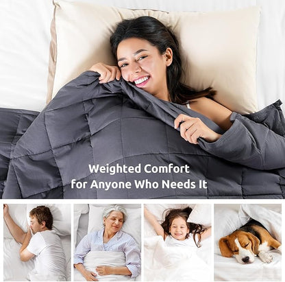 Sivio Blanket for Adults 100% Cotton, 78"x78" inch 25 lbs, Cooling Summer Heavy Blanket for Sleeping, Breathable Soft, Machine Washable, Dark Grey