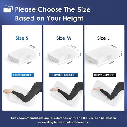 Leg Pillow for Side Sleepers, Memory Foam Knee Pillow for Side Sleeping, Leg Elevation Pillow for Hip/Back/Sciatica Pain Relief Helps Spine Alignment -15"x25" (4 INCHES) (White, M)