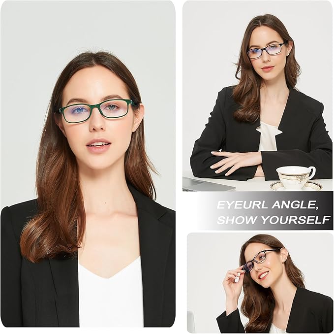 EYEURL Reading Glasses For Men Women - Blue Light Blocking Glasses Reduce Eyestrain - 2 Pack TR90 Frame Lightweight +0.75