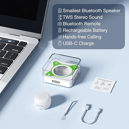 Bluetooth Speakers Portable Wireless, Travel Speakers Bluetooth 5.0 Wireless Mini Speaker for Outdoor (White)