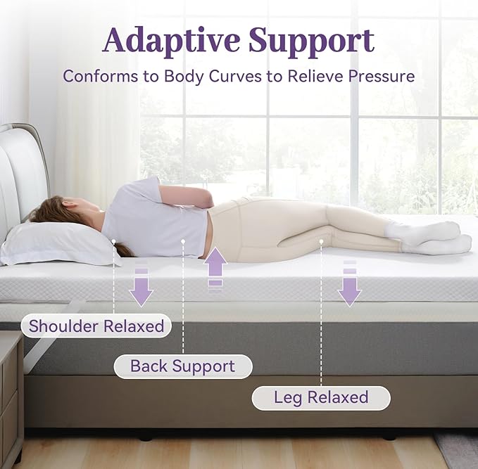 SINWEEK 2 Inch Gel Memory Foam Mattress Topper Full XL Size, Ventilated High Density Pad for Back Pain, Bed Topper with Removable Soft Cover, CertiPUR-US Certified