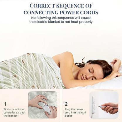 Thermee Micro Flannel Heated Blanket - Full Size, 10 Settings, Programmable, Rapid Heating, Luxuriously Soft - Birches