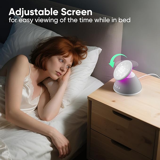 White Noise Sound Machine for Sleeping, 50 Non-Looping Soothing Sounds, 7 Color Night Light with Adjustable Brightness, Timer & Alarm Clock, Touch Screen Control for Baby, Kids, Adults, Home