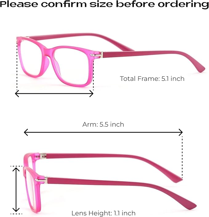 Readerest Blue Light Blocking Glasses – Thin Reflective Lens, Anti-Glare Computer Eyeglasses, UV Protection, Eye Strain Relief (Pink, 2.75 Magnification)