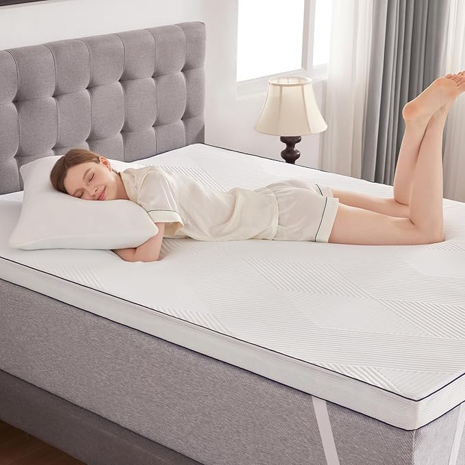 2 Inch Memory Foam Mattress Topper Full Size Ventilated Breathable Cooling Mattress Pad with Removable Soft Cover Portable Bed Topper for Back Pain and Pressure Relief, CertiPUR-US Certified
