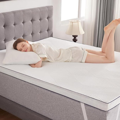 3 Inch Memory Foam Mattress Topper Twin XL Size College Dorm Ventilated Breathable Cooling Mattress Pad with Removable Soft Cover Portable Bed Topper for Back Pain, CertiPUR-US Certified