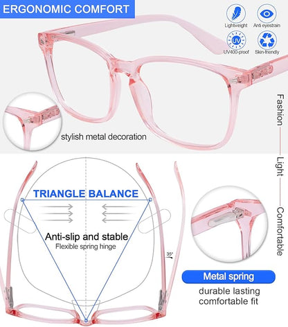 MARE AZZURO Computer Reading Glasses Women Blue Light Blocking Readers 0 100 125 150 175 200 225 250 275 300 350 400 500 600 (Pink, 2.5)