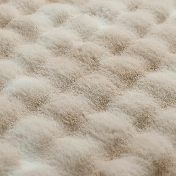 YnM Ultra-Soft Weighted Blanket, Fluffy Bubble Cuddle Heavy Bed Blanket, Plush Faux Fur Big Comforter, Soft & Warm Home Decor Piece (Tie-dye Khaki, 90''x104'' 20lbs, King/Ca King)