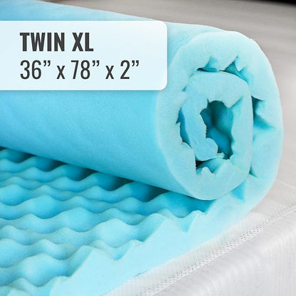 DMI Twin XL Mattress Topper Egg Crate Foam Mattress Topper for Pressure Relief, Weight Distribution & Enhanced Airflow Dorm Bed Mattress Topper 2 Inch - Improved Comfort & Alignment- Blue