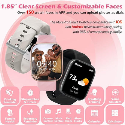 MorePro Fitness Tracker with 24/7 Heart Rate & Blood Pressure Monitor, Smart Watch with Blood Oxy-gen, Sleep Tracking, Fitness Watch 120+ Sports Modes, Answer/Make Calls for Men and Women