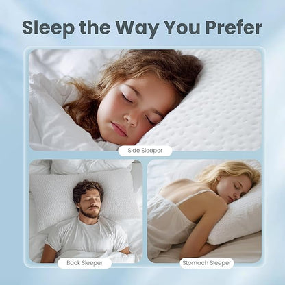 Sophia & William Side Sleeper Pillow Shredded Memory Foam Pillow for Neck and Shoulder Pain Relief Cooling Adjustable Pillows for Sleeping, Double-Sided Pillowcase, Queen Size