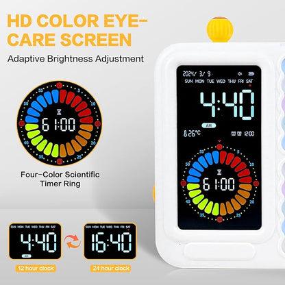 12/24 Hour Switching Task Timer, Timer for Kids, Visual Schedule for Kids with Autism, Visual Schedule for Kids, Time Management Tools, Autism Increase Self-Regulation, with 99-Minute Countdown