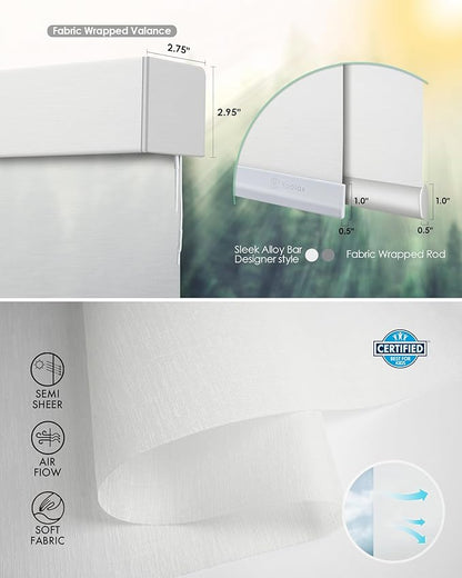 Yoolax Motorized Blinds with Remote, Light Filtering Smart Blinds Compatible with Alexa Google Home, Automatic Roller Shades for Indoor Windows Living Room, Custom Size (Semi Sheer Starlight White)