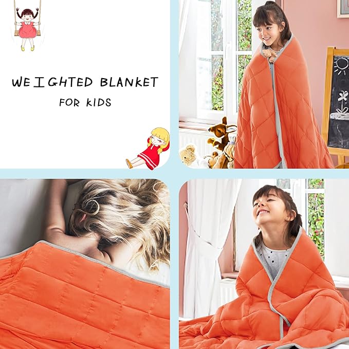 CYMULA Weighted Blanket Kids 7 Pounds (40''*60'' Throw Size) - Cooling Breathable Children Heavy Blankets Summer Winter - Ultra Microfiber Soft Comfort with Glass Beads - Gifts for Boys/Girls