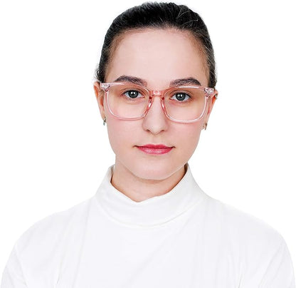2 Pairs LifeArt Blue Light Blocking Glasses with Spring Hinge, Anti Eyestrain, Computer Reading Glasses, Gaming Glasses, TV Glasses for Women Men, Anti UV, Anti Glare (Clear&Pink, +2.75 Magnification)