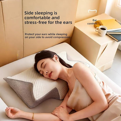2026 Upgraded Air Way Sleep Apnea Pillow - Premium Memory Foam, Breathable & Not Stuffy, Ergonomic Design for Side/Back/Stomach Sleepers (White)