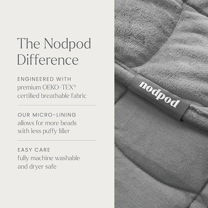 nodpod Body 6.5lb Patented Compact Weighted Blanket I Perfect for Relaxation, Sleeping & Travel l I Glass Bead Filled, Machine Washable (29" x 24") - Elephant Gray