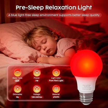 Red Light Bulbs for Sleep, 670nm Natural Sleep Aid Lamp, Blue Light Blocker for Stress Relief, Relaxation, Yoga, Meditation and Travel