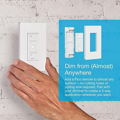 Lutron Caseta Original Smart Dimmer Switch (Lutron Smart Hub Required), for LED Lights, 150 Watt, Single-Pole/3-Way, No Neutral Required, PD-6WCL-BL-2-Pack, Black