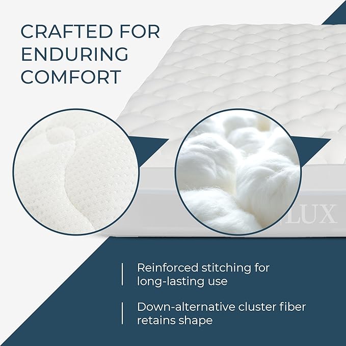 ExceptionalSheets Rayon from Bamboo Mattress Pad with Fitted Skirt - Extra Plush Cooling Topper - Full
