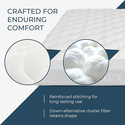 ExceptionalSheets Rayon from Bamboo Mattress Pad with Fitted Skirt - Extra Plush Cooling Topper - Full