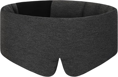 ALASKA BEAR Wraparound Style Organic Cotton Eye Mask with Padded Nose, Big Wide Headband and Large Coverage Ear Muff Sleeping Mask with Bottom Flap for Full Blackout, Dark Grey