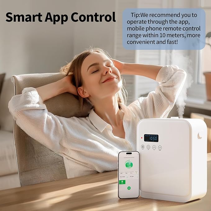 Smart Scent Air Machine for Home,1500 Sq. Ft Coverage Waterless Essential Oil Diffuser with Cold Air Diffuser with App Control,Hotel,Spa, Office Collection Diffuser, Waterless Whole House,White