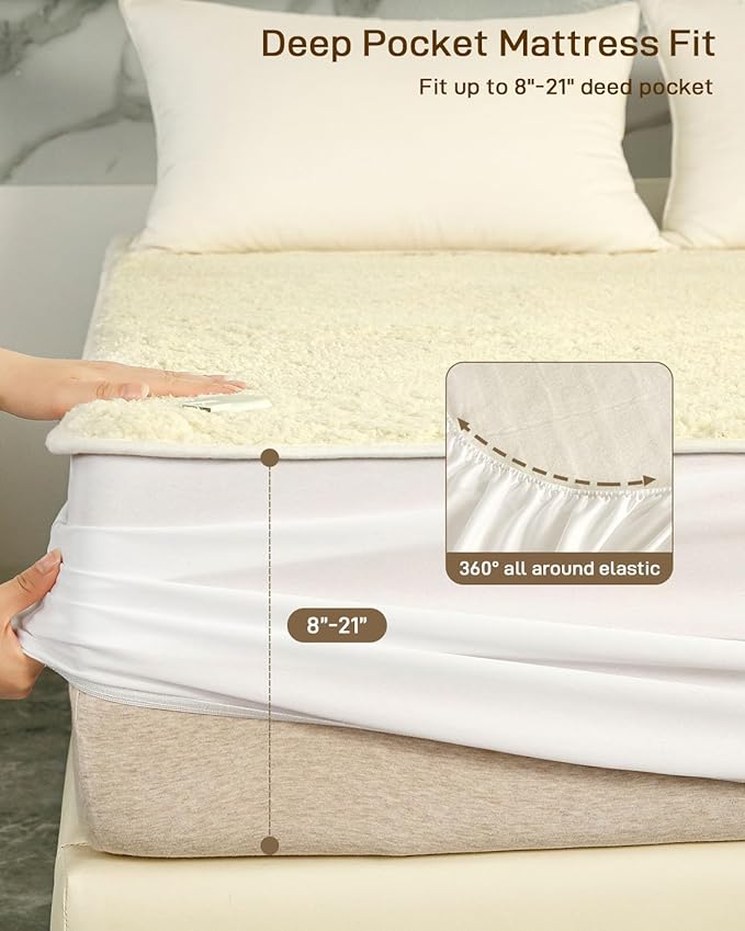 Heated Mattress Pad King Size - Electric Mattress Pad with Dual Control, Soft Blanket, Bed Warmer Heater Sheets, 8 Heating Settings,1/2/10 Hours Auto Shut Off, 78" x 80" Ellipse White